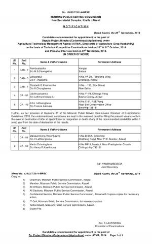 Mizoram Public Service Commission Declared Final Result for Deputy Project Directors Post 2014 (3)