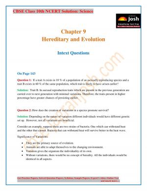 CBSE Class 10 NCERT Solution Science Hereditary and Evolution