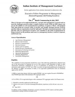 Indian Institute of Management Lucknow 2015