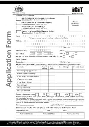 Savitribai Phule Pune University Notified Admission to PG Course in ICT and Electronics 2015