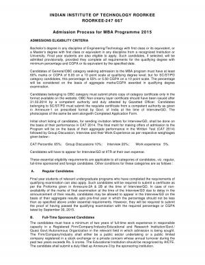 IIT Roorkee MBA Admission Process New 2015