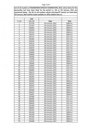 UPSC announced Interview schedule for Engineering Services Examination 2014