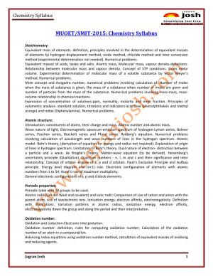 MUOET SMIT-2015 Chemistry Syllabus