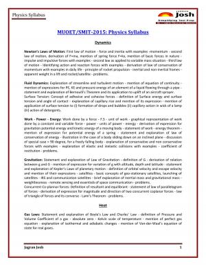 MUOET SMIT-2015 Physics Syllabus