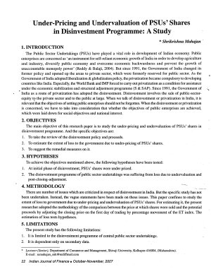 IJF-Oct07-Article4-Under-Pricing and Undervaluation of PSUs' Shares in Disinvestment Programme: A Study