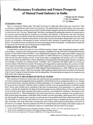 IJF-June07-Article4-Performance Evaluation and Future Prospects of Mutual Fund Industry in India