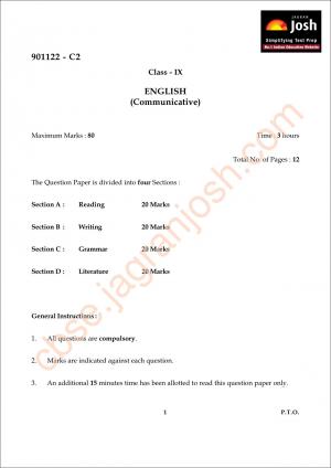 CBSE Class 9 English Communicative Question Paper SA I- 2010