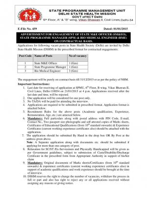 State Programme Management Unit Delhi State Health Mission 2015