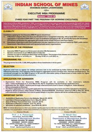 ISM Dhanbad Executive MBA Admissions 2015 Announced