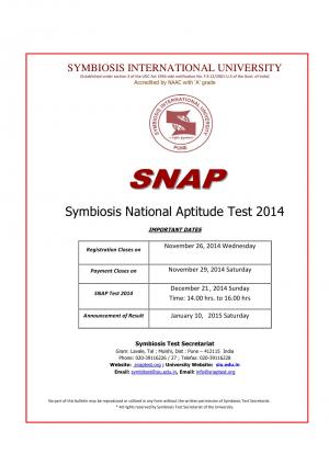 Symbiosis National Aptitude Test 2014 Important Dates
