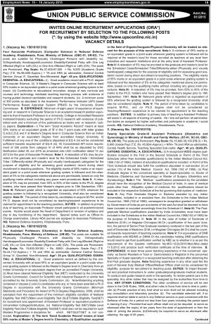 UPSC Notified Recruitment for 33 Professor & Director Posts 2015