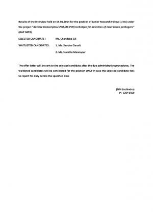 CFTRI Declared Final Result for Junior Research Fellow Posts 2015