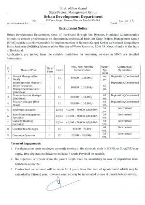 UDD, Jharkhand notified Recruitment for MBA Graduates Various Posts 2015