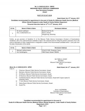 MPSC Dental Surgeon Grade III Post Exam 2015- Final Result Declared