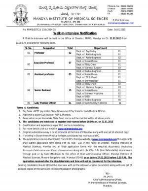 MIMS Notified Recruitment for 28 Professors & Officer Posts 2015
