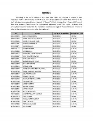 SSCER SI & ASI in CAPF, Delhi Police & CISF Exam 2014- Interview List Released