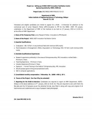 IIEST Project Code DRC NRDC HRM MKS 017 2014 2015