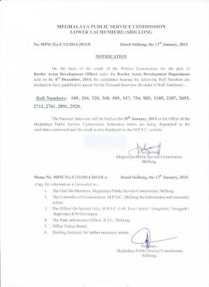 Meghalaya PSC Declared Interview Schedule for BADO Posts 2015