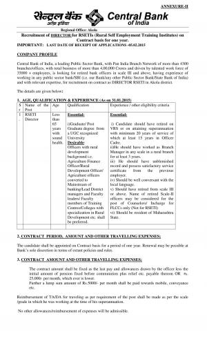 Recruitement of Director RSETI Akola Region