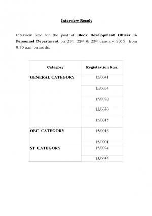 Goa PSC Declared Interview Results for the Post of Block Development Officer 2015