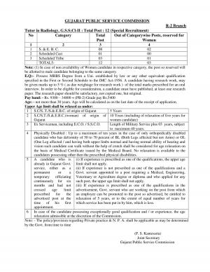 GPSC Notified Recruitment for 12 Tutors (Radiology) Posts 2015