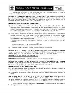 Tripura Public Service Commission Notified Recruitment for 355 Various Posts 2015