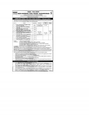 Indo German Tool Room Notified Admission for PG Diploma & Advance Certificate Courses 2015