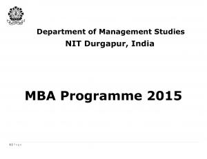 NIT Durgapur Notified Admission for MBA Program 2015