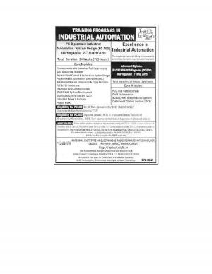 NIELIT Notified Admission for PG Diploma & Advance Diploma Courses 2015