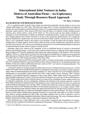 IJM-Jan07-Article1-International Joint Ventures in India: Motives of Australian Firms- An Exploratory Study through Resource Based Approach