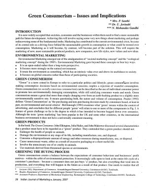 IJM-Jan07-Article4-Green Consumerism - Issues and Implications