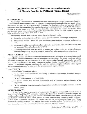 IJM-April07-Article3-An Evaluation of Television Advertisements of Masala Powder in Pollachi(Tamil Nadu)