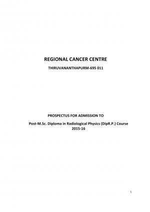 RCC Thiruvananthapuram Notified Admission for Post MSc. Dip. in Radiological Physics Course 2015