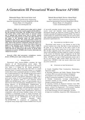 A Generation III Pressurized Water Reactor AP1000