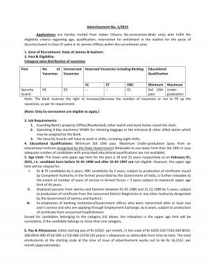 RBI Notified Recruitment for 04 Posts of Security Guard 2015