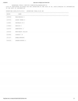 Karnataka PSC Declared Interview Schedule for Asst. Engineer & Sr. Assistant Director Post 2014