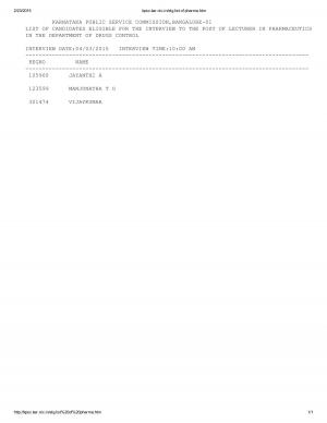 Karnataka Announced Interview Schedule for Lecturer in Pharmaceutics Post 2015