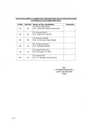 TPSC Declared Systems Manager& Programmer Posts: Result Declared (2)