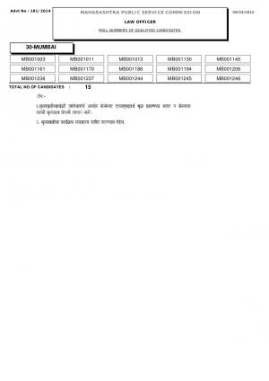 Maharashtra PSC Declared Interview Result of Law Officer Post 2015 (1)