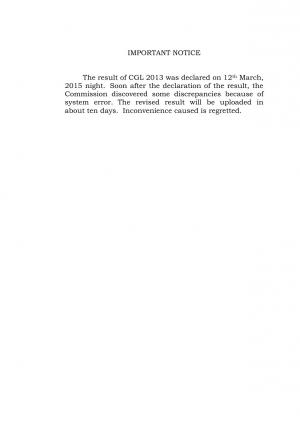 SSC CGL 2013: Corrigendum for Result