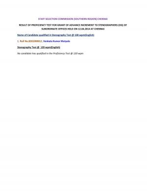 SSC (Southern Region) Chennai District Steno Post 2015: List of Selected Candidates Released