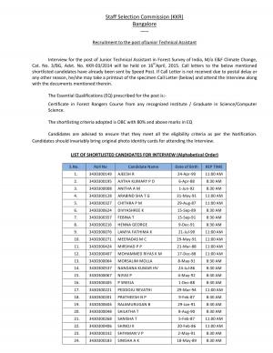 SSCKKR Issued Interview Schedule for Junior Technical Assistant Post 2015