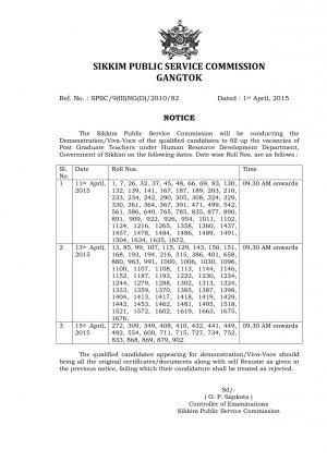 SPSC Announced Interview Schedule for Post Graduate Teachers Post 2015