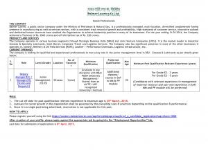  Balmer Lawrie Deputy Manager Job