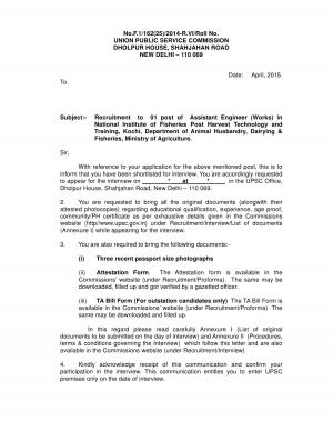 UPSC New Delhi Issued Interview Schedule for Assistant Engineer Works Post 2015