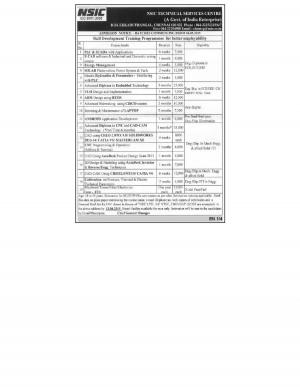 NSIC Notified Admission for Skill Development and Training Programme 2015
