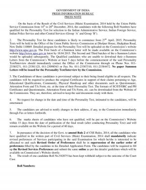 IAS Mains 2014: Result Out