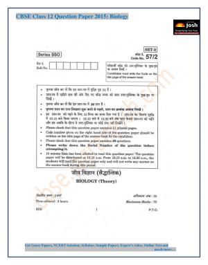 CBSE Class 12 Biology Question Paper 2015