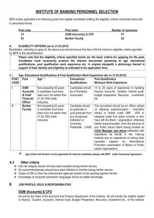 IBPS Notified Recruitment to 03 Manager & Faculty Posts 2015