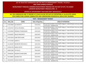 Punjab National Bank Declared Final Result for Management Trainee Post 2015